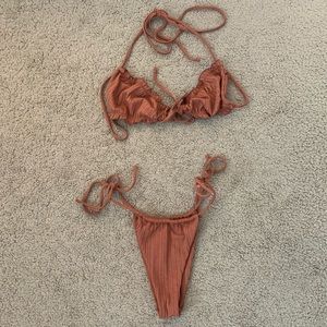 Brown Highwaisted Tie Bikini - Size M - NWOT